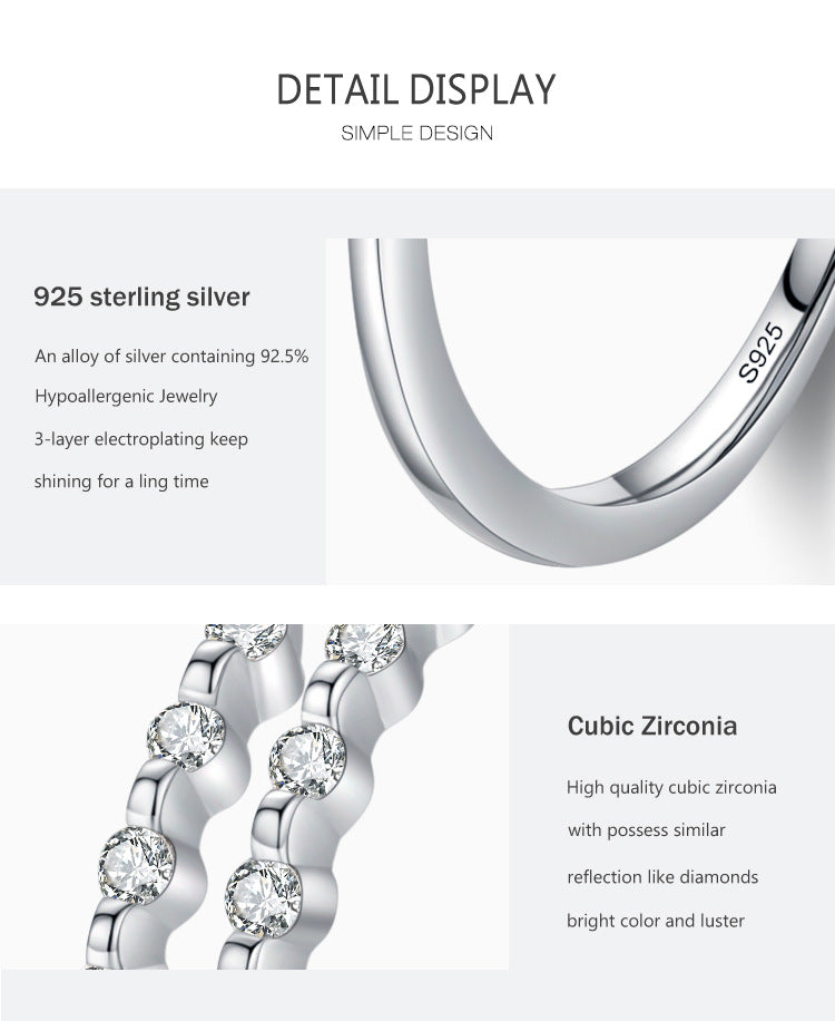 S925 スターリングシルバー 幾何学的リング ヨーロッパとアメリカのニッチインデザイン ダイヤモンド
