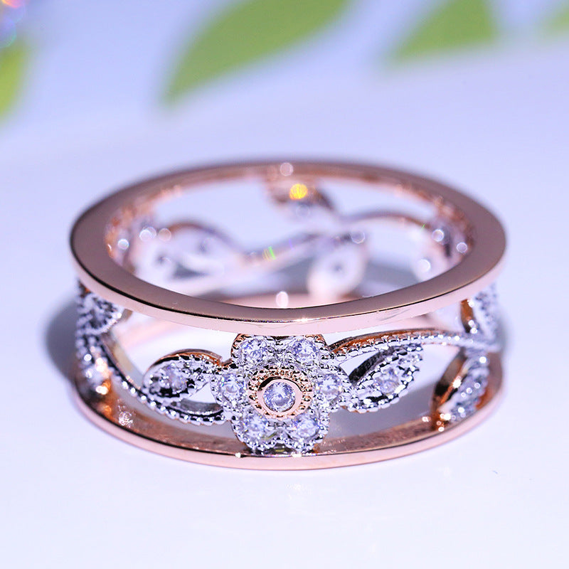 다이아몬드 행운의 꽃 덩굴잎 생일 선물 신부 약혼반지 약혼반지