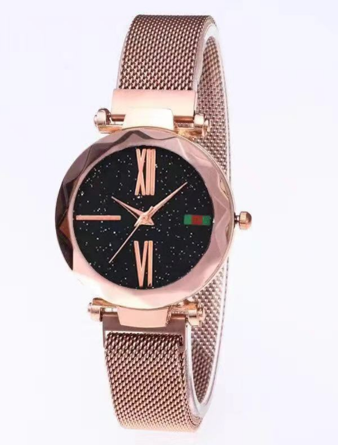 高級レディース腕時計 メッシュ レディース時計 マグネットバックル 星空ダイヤモンド 幾何学模様 クォーツ腕時計