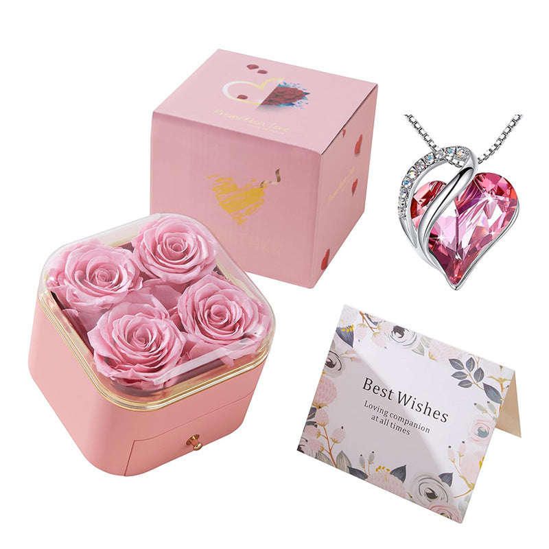 발렌타인 데이 장미 꽃 서랍 보석 상자 귀걸이 반지 목걸이 보관 발렌타인 데이 선물 상자 로맨틱 보석 포장 상자