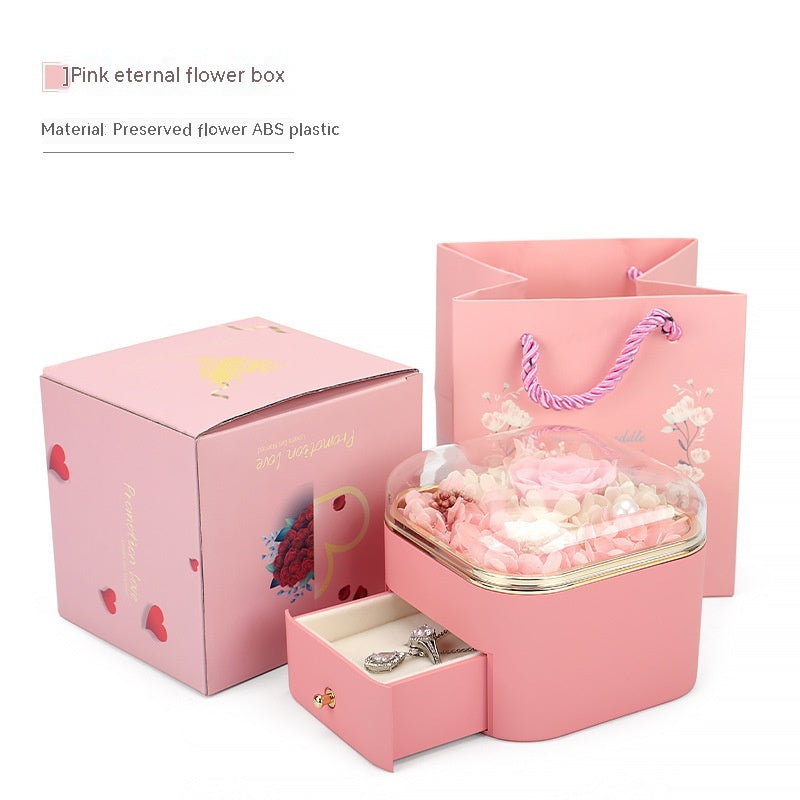 발렌타인 데이 장미 꽃 서랍 보석 상자 귀걸이 반지 목걸이 보관 발렌타인 데이 선물 상자 로맨틱 보석 포장 상자