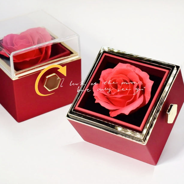 회전 비누 꽃 장미 선물 상자 크리 에이 티브 회전 장미 보석 포장 상자 여성을위한 발렌타인 데이 선물