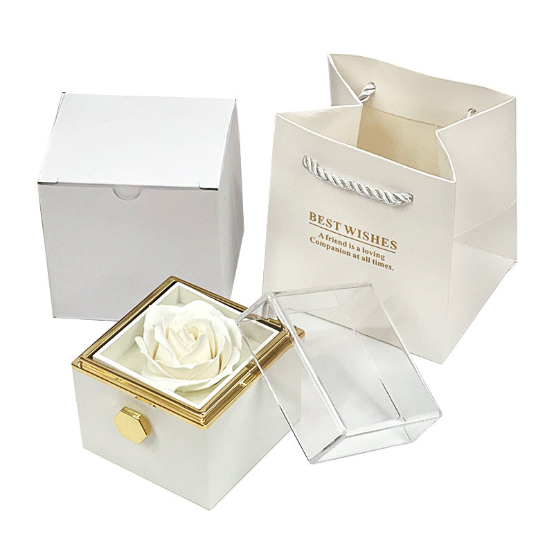 회전 비누 꽃 장미 선물 상자 크리 에이 티브 회전 장미 보석 포장 상자 여성을위한 발렌타인 데이 선물