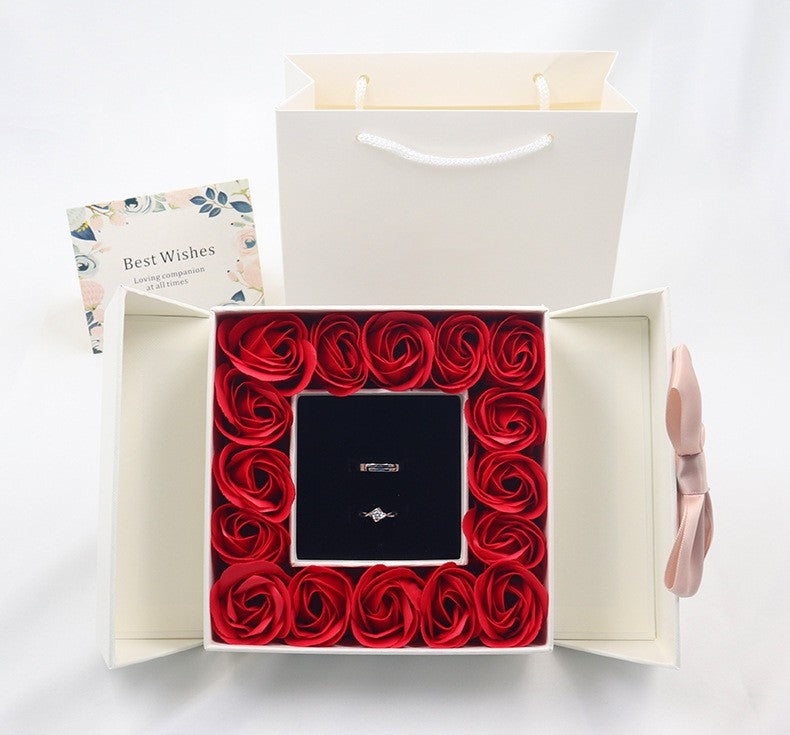 장미 상자 이중 문 보석 상자 발렌타인 데이 활 선물 상자 목걸이 로켓